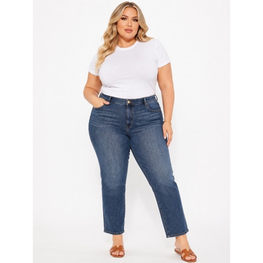 Liverpool Kennedy Straight Leg Jeans Indigo Blue Womens Plus Size 24W NEW